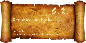 Oreskovics Kada névjegykártya